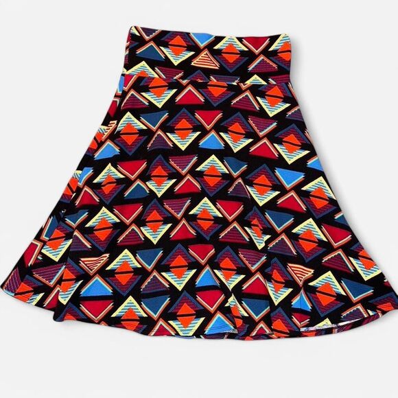 LuLaRoe Dresses & Skirts - LulaRoe “Azure” Multi-Color Stretchy Geometric A-Line Skirt